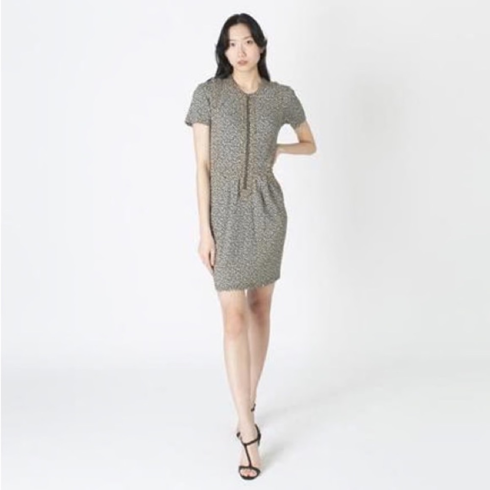 Sea New York Cheetah Animal Print Zip Midi Short Sleeve Dress XS - Picture 3 of 4